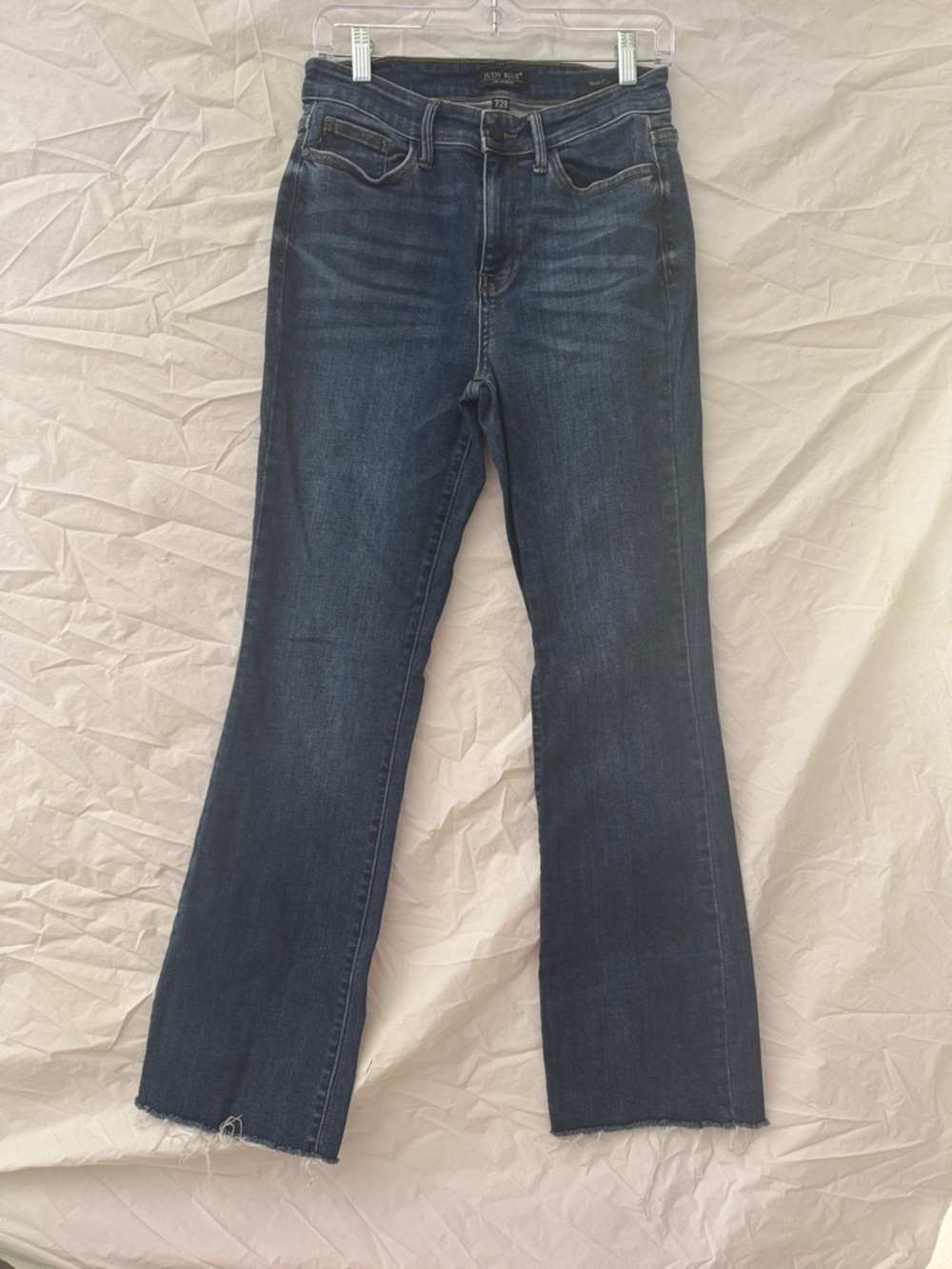Judy Blue High Rise Raw Hem Dark Blue Bootcut Jeans